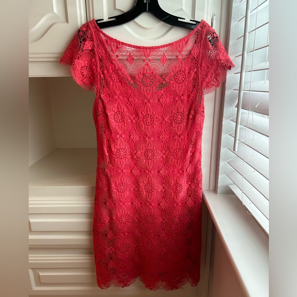 Ali Ro coral lace dress